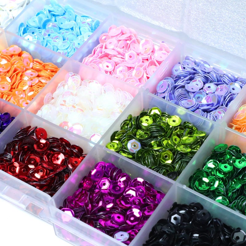 Gallipower 0.2in/5mm Bulk Loose Sequins,Sequin for Crafts,15 Colors Bulk Rainbow Round Sequin,Iridescent Embroidery Sequins for DIY Craft Sewing Nail Festival Costume Decoration - Image 4